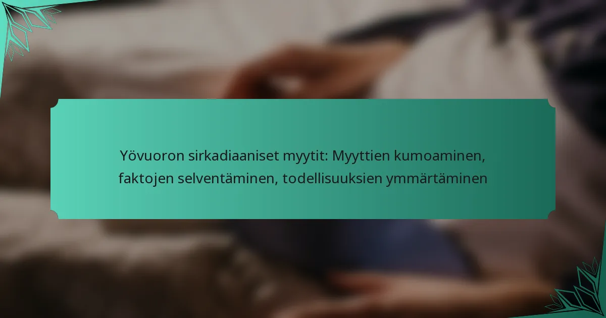 Yövuoron sirkadiaaniset myytit: Myyttien kumoaminen, faktojen selventäminen, todellisuuksien ymmärtäminen