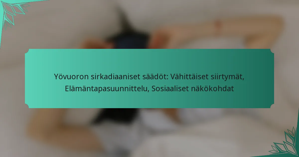 Yövuoron sirkadiaaniset säädöt: Vähittäiset siirtymät, Elämäntapasuunnittelu, Sosiaaliset näkökohdat