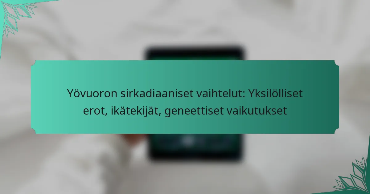 Yövuoron sirkadiaaniset vaihtelut: Yksilölliset erot, ikätekijät, geneettiset vaikutukset
