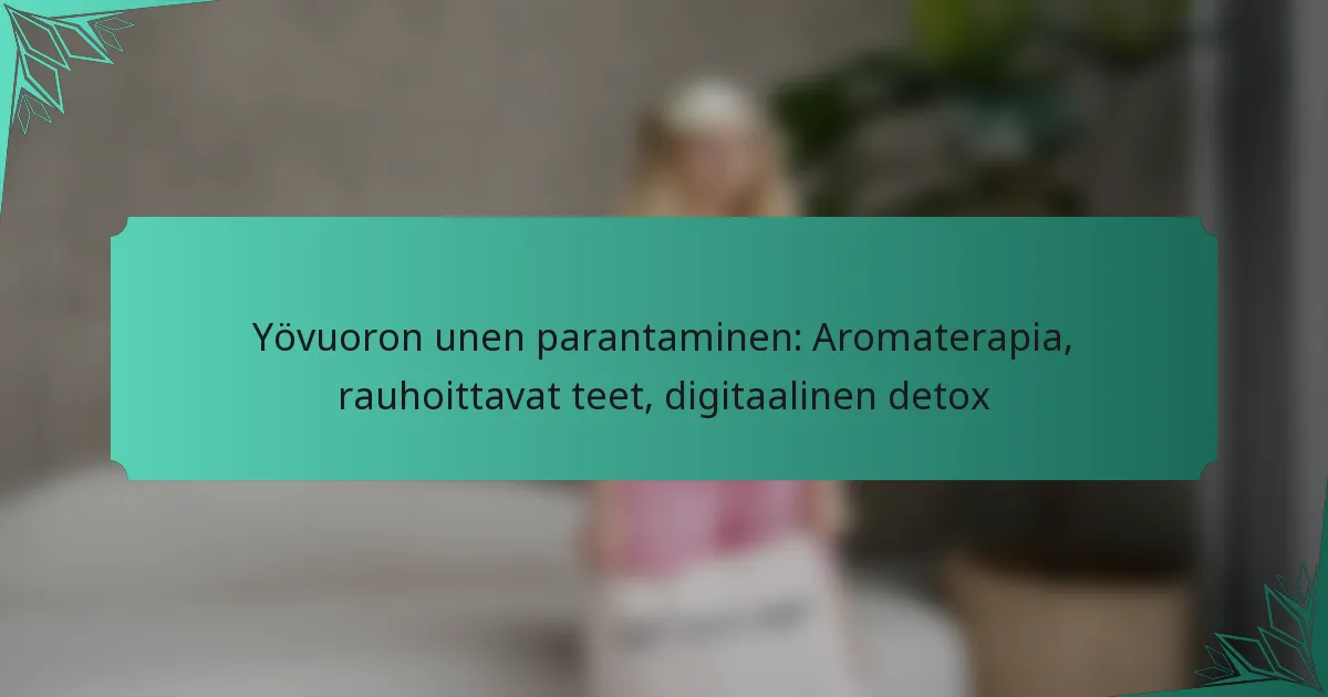 Yövuoron unen parantaminen: Aromaterapia, rauhoittavat teet, digitaalinen detox