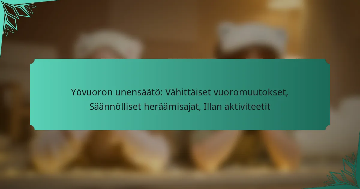 Yövuoron unensäätö: Vähittäiset vuoromuutokset, Säännölliset heräämisajat, Illan aktiviteetit