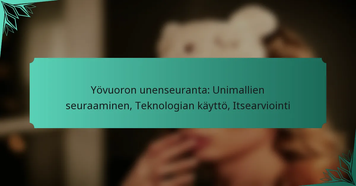 Yövuoron unenseuranta: Unimallien seuraaminen, Teknologian käyttö, Itsearviointi