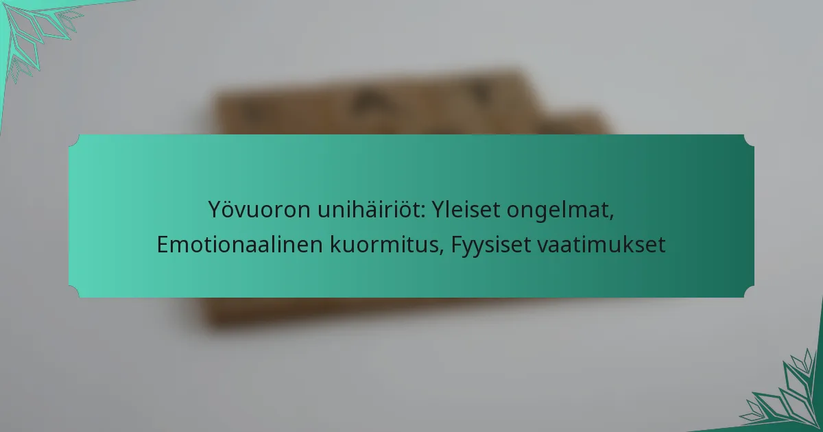 Yövuoron unihäiriöt: Yleiset ongelmat, Emotionaalinen kuormitus, Fyysiset vaatimukset