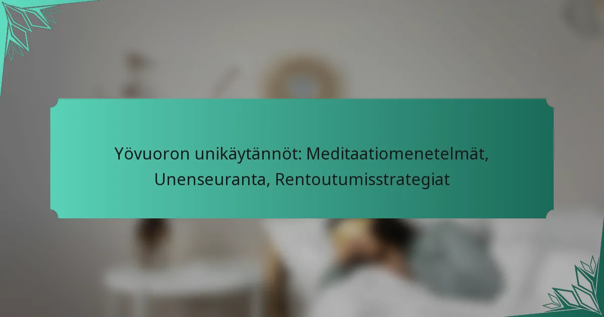 Yövuoron unikäytännöt: Meditaatiomenetelmät, Unenseuranta, Rentoutumisstrategiat