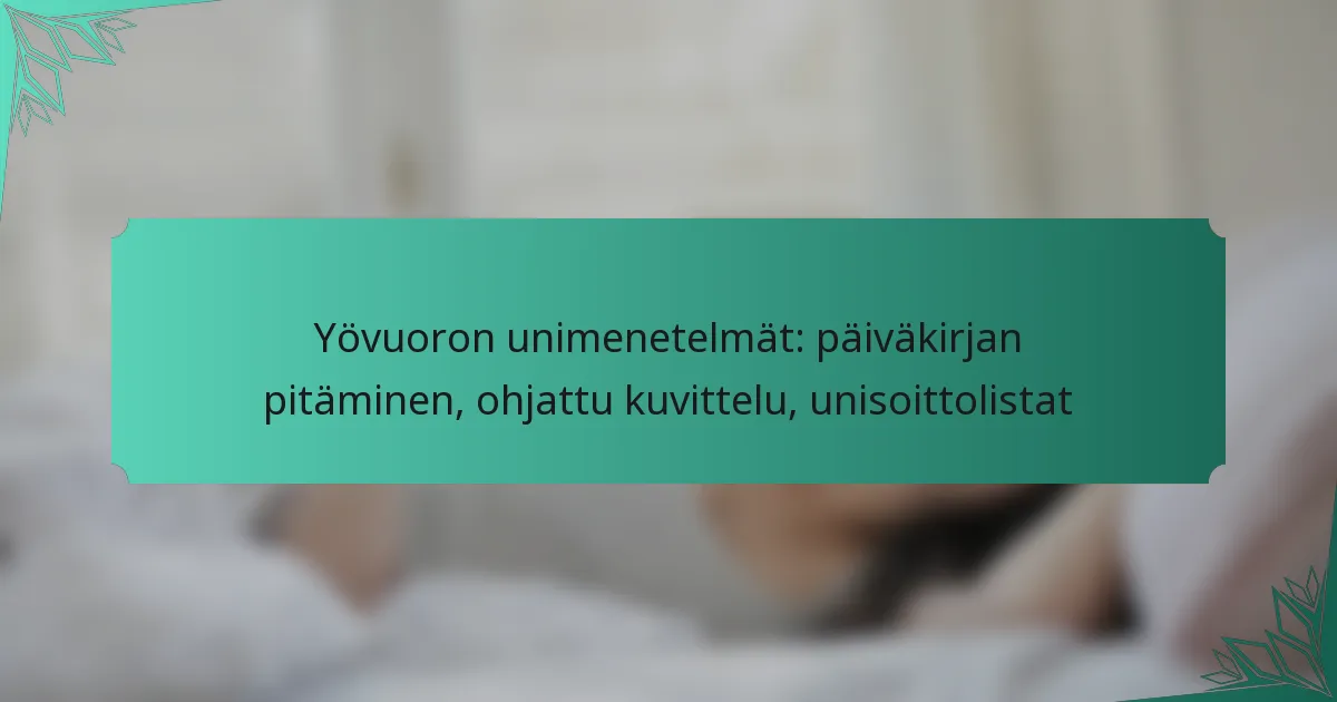 Yövuoron unimenetelmät: päiväkirjan pitäminen, ohjattu kuvittelu, unisoittolistat