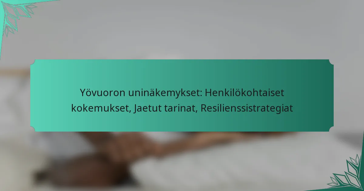Yövuoron uninäkemykset: Henkilökohtaiset kokemukset, Jaetut tarinat, Resilienssistrategiat