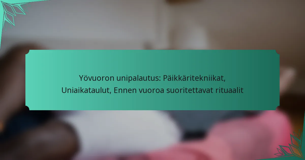 Yövuoron unipalautus: Päikkäritekniikat, Uniaikataulut, Ennen vuoroa suoritettavat rituaalit