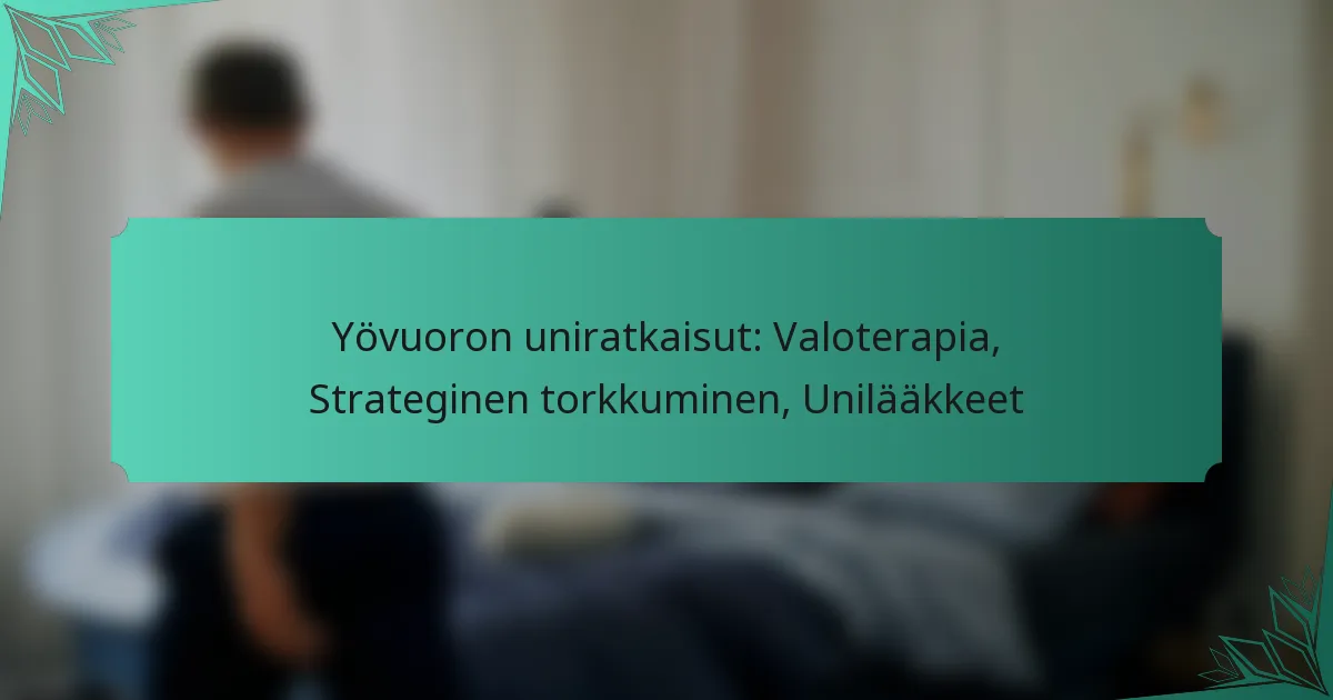 Yövuoron uniratkaisut: Valoterapia, Strateginen torkkuminen, Unilääkkeet