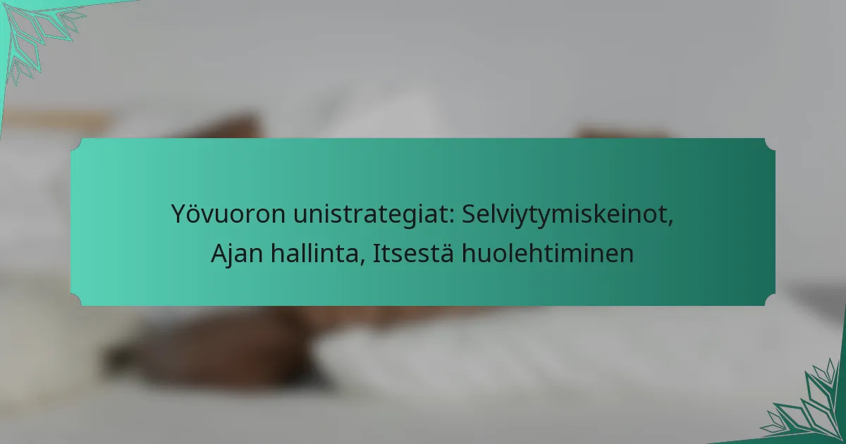 Yövuoron unistrategiat: Selviytymiskeinot, Ajan hallinta, Itsestä huolehtiminen
