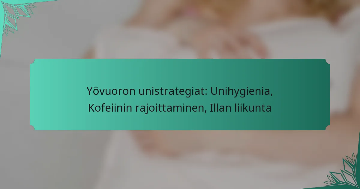 Yövuoron unistrategiat: Unihygienia, Kofeiinin rajoittaminen, Illan liikunta