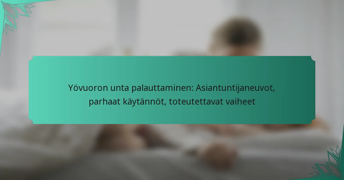 Yövuoron unta palauttaminen: Asiantuntijaneuvot, parhaat käytännöt, toteutettavat vaiheet