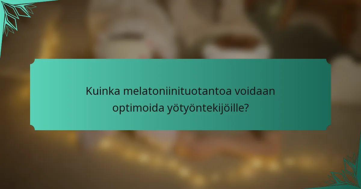 Kuinka melatoniinituotantoa voidaan optimoida yötyöntekijöille?